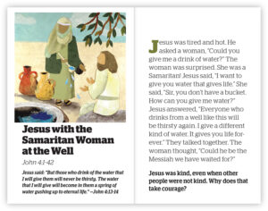 Samaritan Woman at the Well story page spread from little book